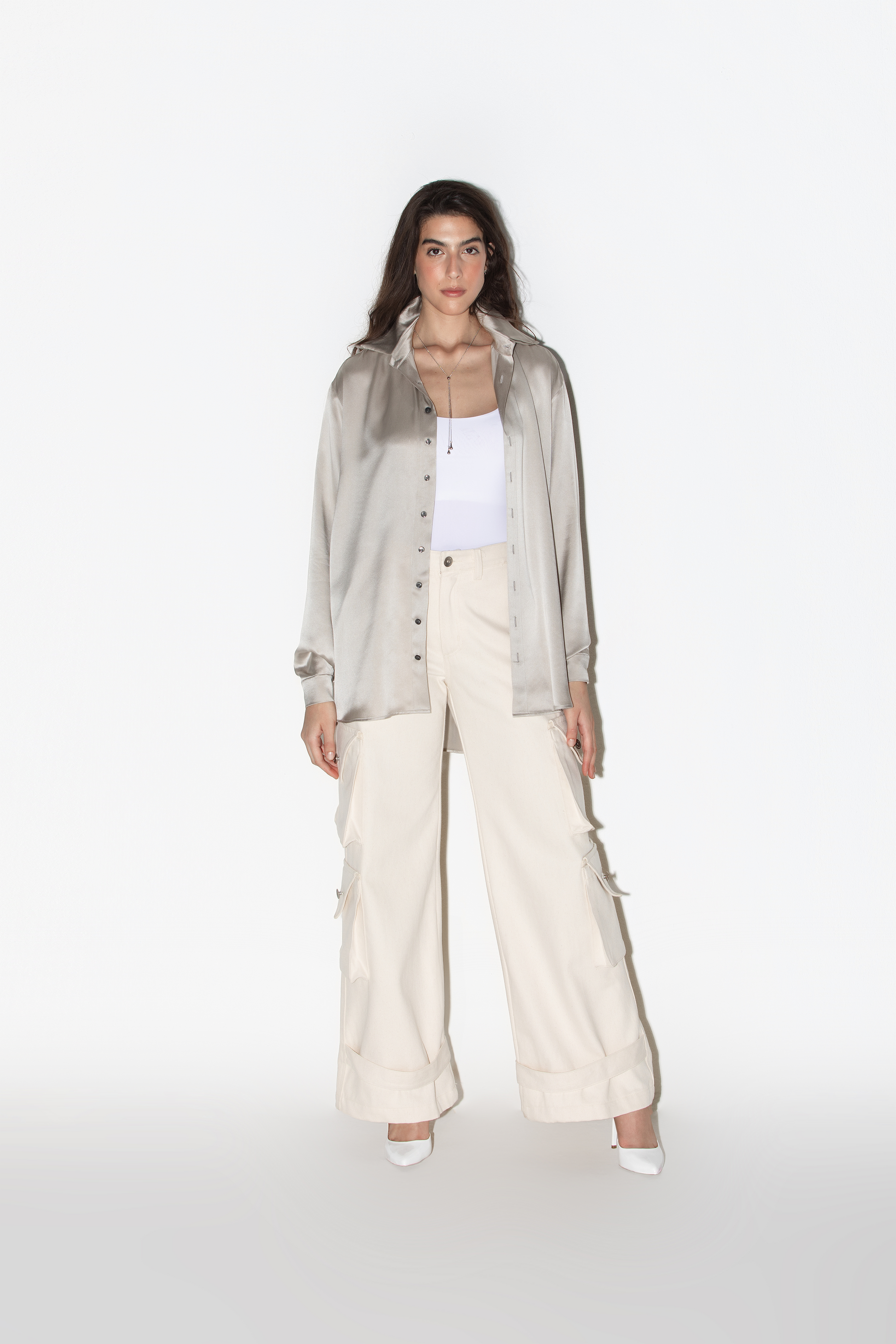 Camisa Kõi Alongada Metálica