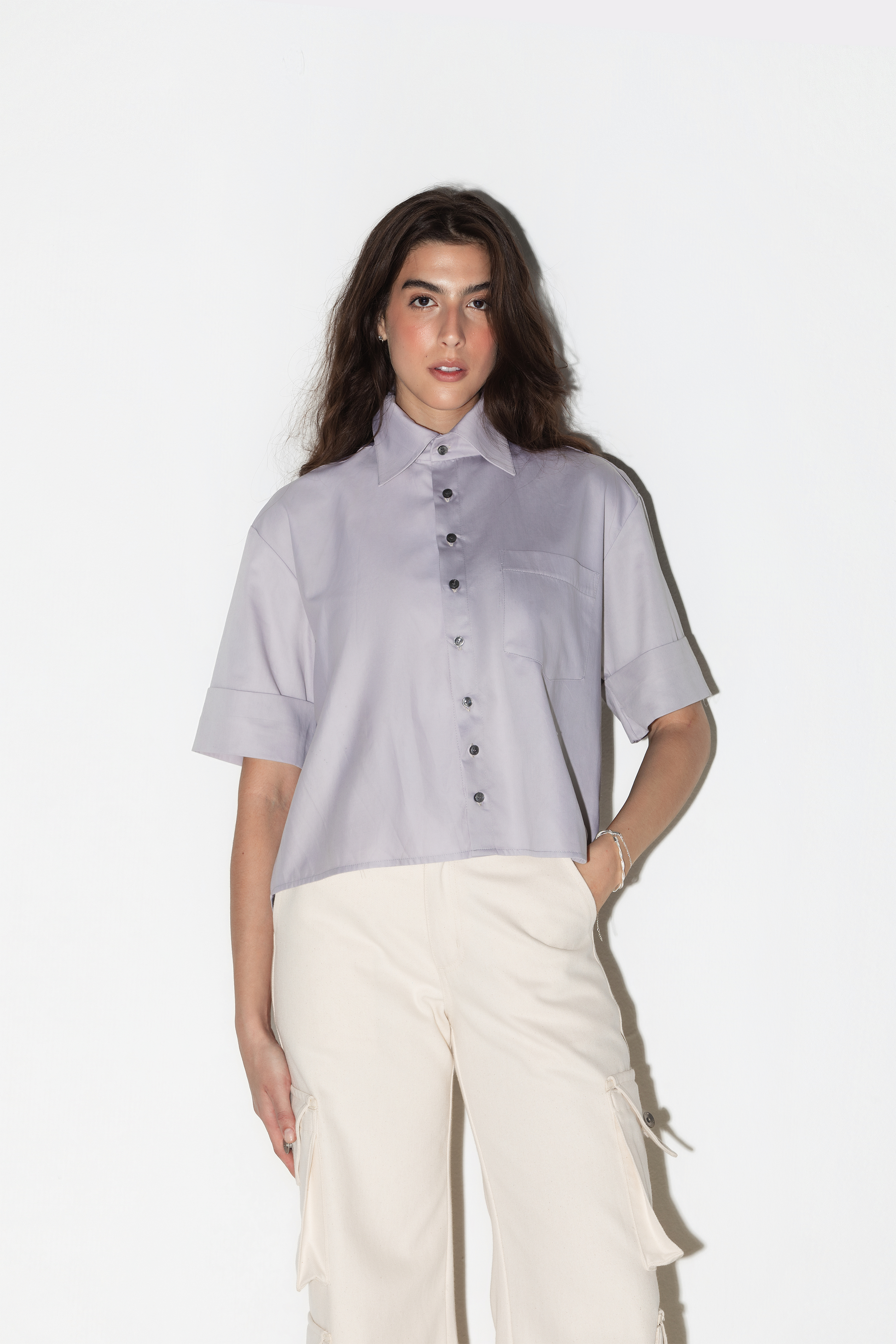 Camisa Boxy Algodão Metálica