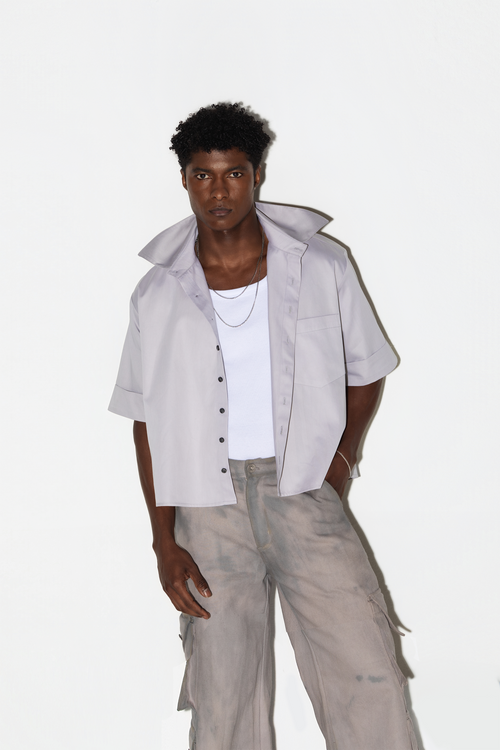 Camisa Boxy Algodão Metálica