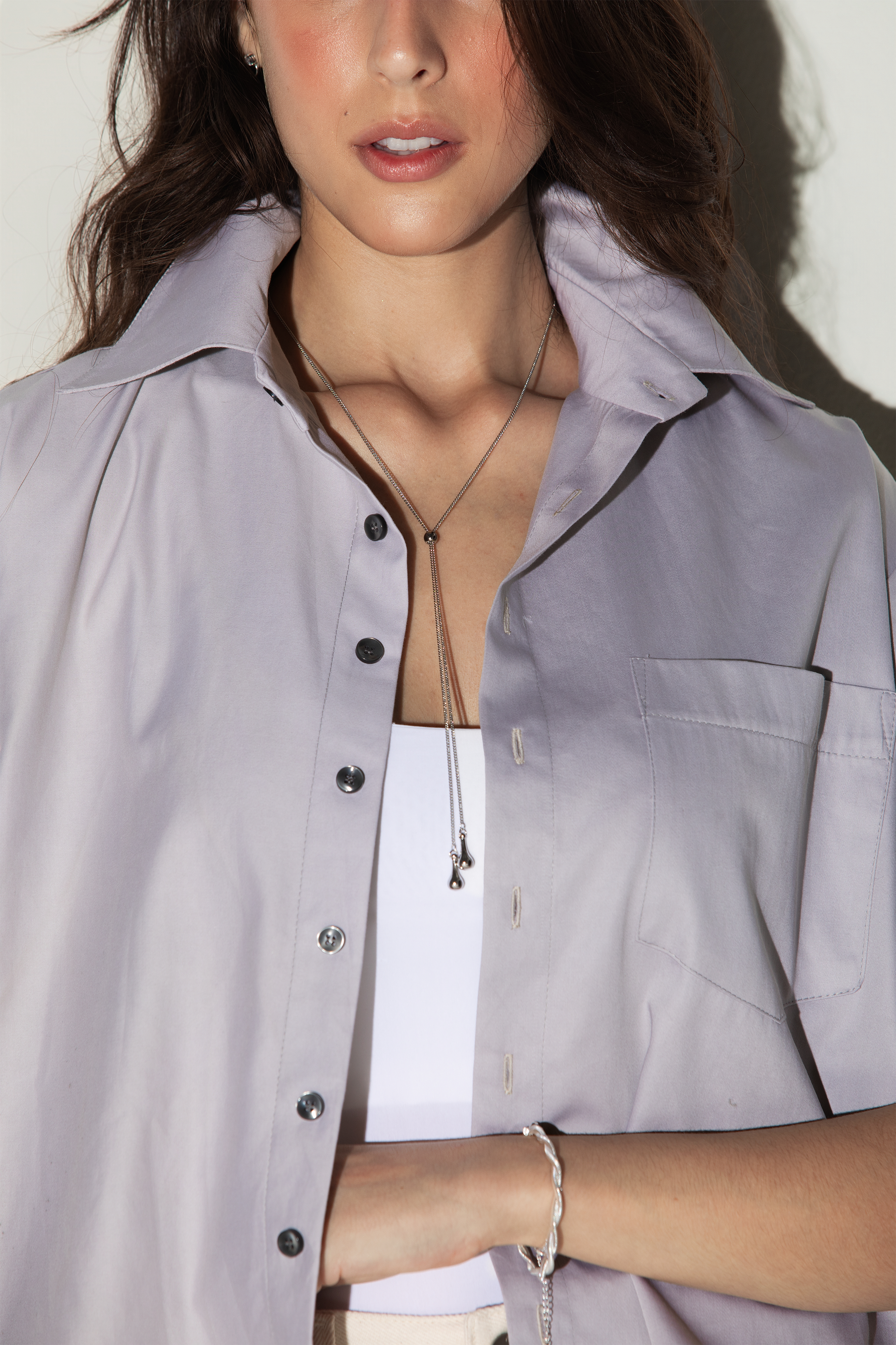 Camisa Boxy Algodão Metálica